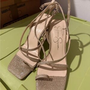 Jessica Simpson Glittering Gold Heels